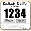 7.5"x7.5" Pin On Race Number with 1 Custom Tag
